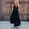 Bar T Boutique LLC Sweet Beginnings Crochet Midi Dress - Black
