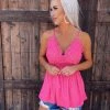Bar T Boutique Instant Attraction Lace Bralette Tank - Fuchsia What's New!