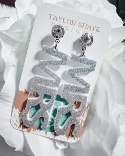 Bar T Boutique What's New! Glitter MRS Earrings - Silver