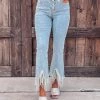 Bar T Boutique LLC Iconic Rhinestone Fringe Denim Pants - Blue
