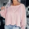 Bar T Boutique What's New! Nothin' To Lose French Terry Crop Top - Dusty Peach