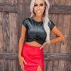 Bar T Boutique LLC What's New! Something To Treasure Faux Leather Twist Crop Top