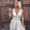 Bar T Boutique Time To Shine Metallic Halter Romper - Silver Dresses