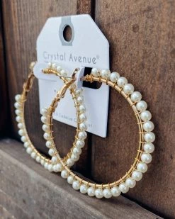 Bar T Boutique Pearl Hoop Earrings
