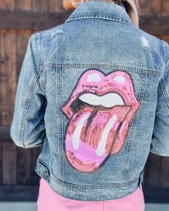 Bar T Boutique LLC What's New! Rock & Roll Denim Jacket - Pink