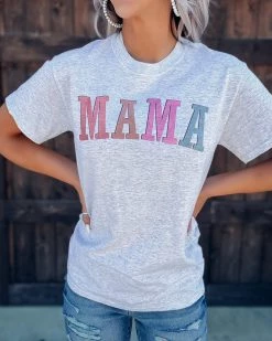Bar T Boutique LLC Colorful MAMA Tee - Ash Gray