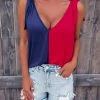 Bar T Boutique LLC What's New! Red/Navy Colorblock Tie Tank
