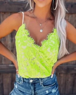 Bar T Boutique LLC Pretty In Pink Lace Bodysuit - Lime 4 Bar T Boutique LLC Pretty In Pink Lace Bodysuit - Lime