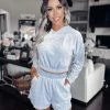Bar T Boutique LLC What's New! Bellami Velour Hoodie Set - Dusty Blue
