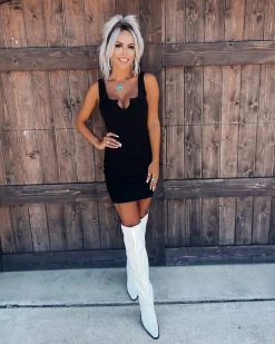 Bar T Boutique LLC Posey Slit Ribbed Dress - Black What's New!