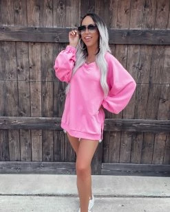 Bar T Boutique What's New! Effortlessly Chic Criss Cross Sweatshirt - Bubblegum