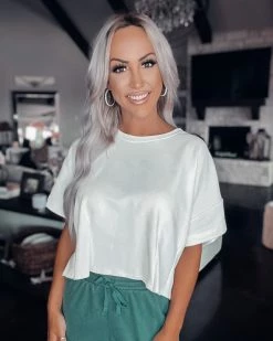 Bar T Boutique LLC What's New! See It Coming Crop Top - White