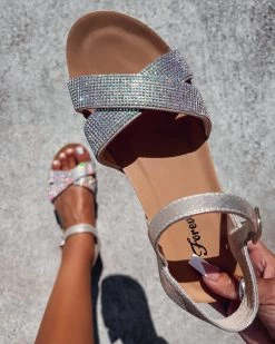 Bar T Boutique LLC Hollis Rhinestone Sandals - Champagne