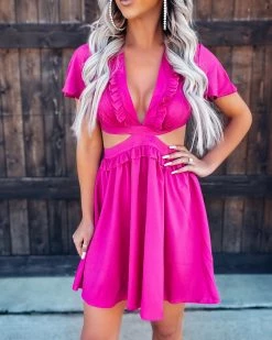 Bar T Boutique Tea Time Ruffle Dress - Magenta What's New!