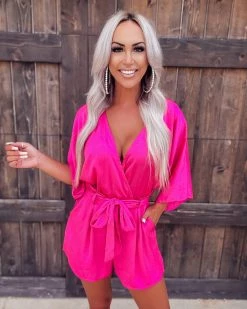 Bar T Boutique LLC Take A Break Romper - Fuchsia