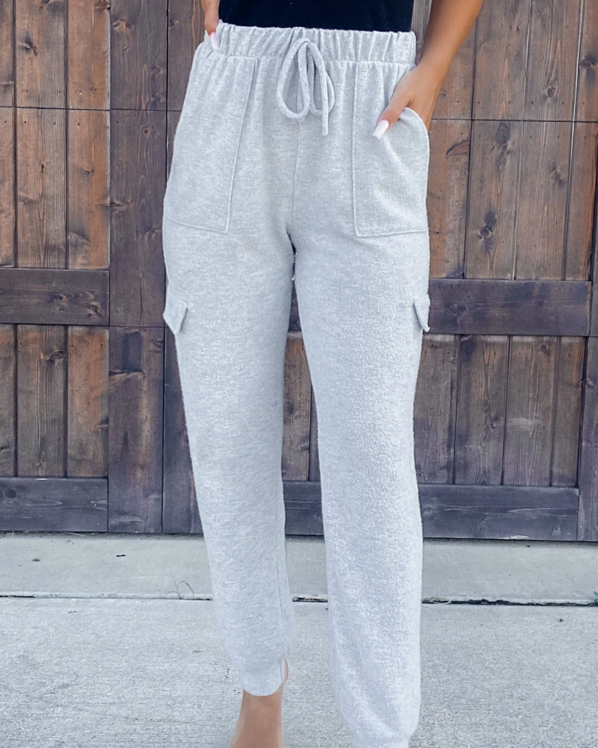 Bar T Boutique Cashmere Cargo Joggers - Grey 1 Bar T Boutique Cashmere Cargo Joggers - Grey