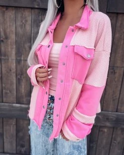 Bar T Boutique LLC What's New! Free To Be Fabulous Shacket - Bubblegum