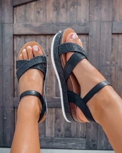 Bar T Boutique LLC What's New! Hollis Rhinestone Sandals - Black