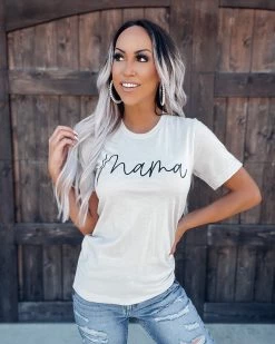 Bar T Boutique LLC Script Mama Tee - Oatmeal