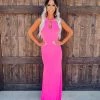 Bar T Boutique Dreamy Halter Dress - Neon Pink