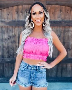 Bar T Boutique Thriving Smocked Crop Tank - Pink What's New!