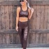 Bar T Boutique What's New! Level Up Metallic Marble Leggings - Brown