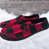 Bar T Boutique Red/Black Plaid Slip On Shoes